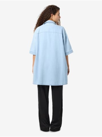 Noisy may Oversize Jeanshemd Bluse mit kurzen Ärmeln und Taschen in Hellblau