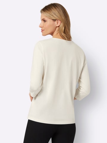 Sieh an! Rundhals-Shirt in champagner-petrol-bedruckt