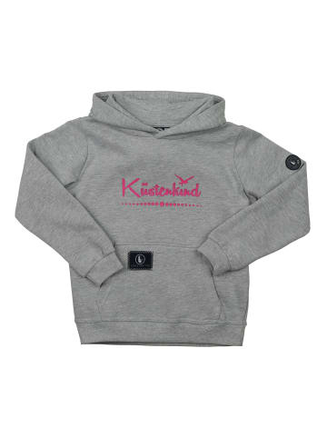 SCHIETWETTER Kinder Hoodie "Küstenkind" in grey mel/neon pink