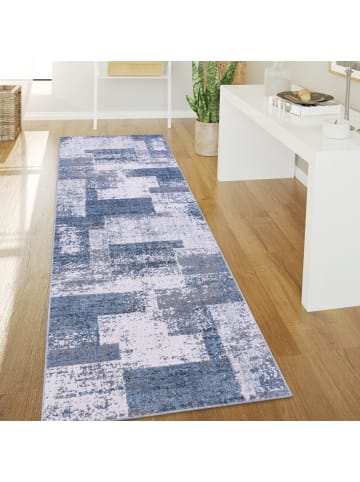 KADIMA DESIGN Teppich Kurzflor Geometrisch Wohnzimmer in Blau