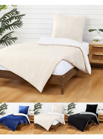 JACK 2 tlg. Teddy Flausch Wendebettwäsche 135x200cm Zweifarbig in Creme/Weiß