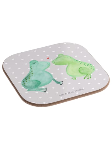 Mr. & Mrs. Panda Getränkeuntersetzer Frosch Liebe ohne Spruch in Grau Pastell