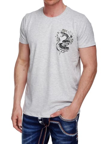 Rusty Neal Rundhals T-Shirt Basic mit Prints in Grau