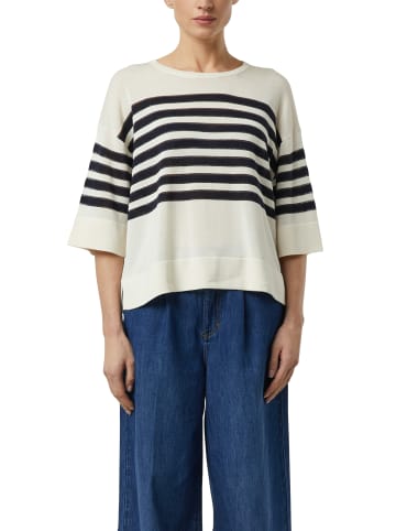 comma Strickshirt in ecru schwarz - 0001