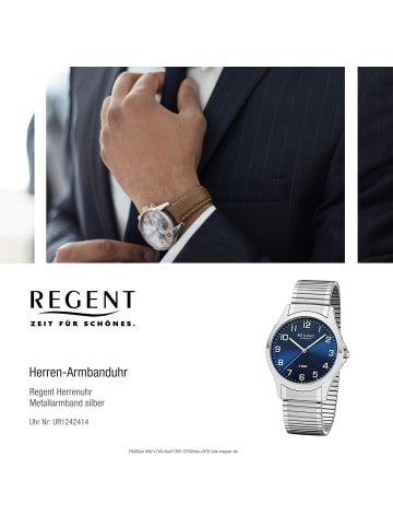 Regent Armbanduhr-Analog silber mittel (ca. 39mm) Regent Zugarmband
