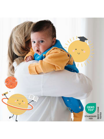 Schlummersack Schlafsack mit Füßen und umklappbaren Bündchen, 2.5 TOG in Blau-Gelb