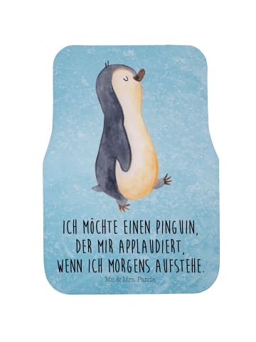 Mr. & Mrs. Panda Autofußmatte Pinguin mHerzieren mit Spruch in Eisblau