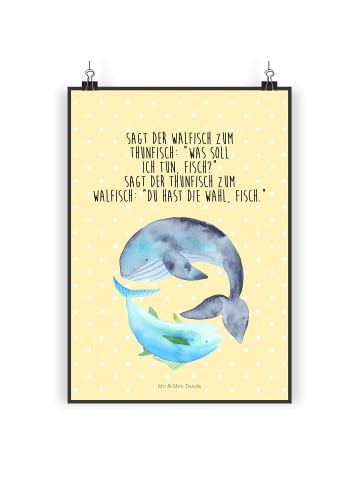 Mr. & Mrs. Panda Bild Walfisch Thunfisch mit Spruch in Gelb Pastell