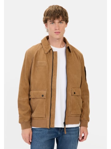 Camel Active Leder Blouson mit Hemdkragen in Braun