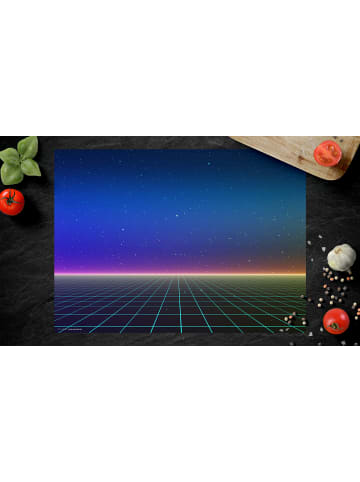 Cover-your-desk.de  Tischsets I Platzsets abwaschbar - Retro Synthwave - aus erstklassigem Vinyl (Kunststoff Ð BPA-frei) - 4 Stück - 44 x 32 cm - rutschfeste Tischdekoration