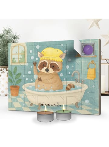 Mr. & Mrs. Panda Adventskalender Waschbär Design ohne Spruch in Weiß