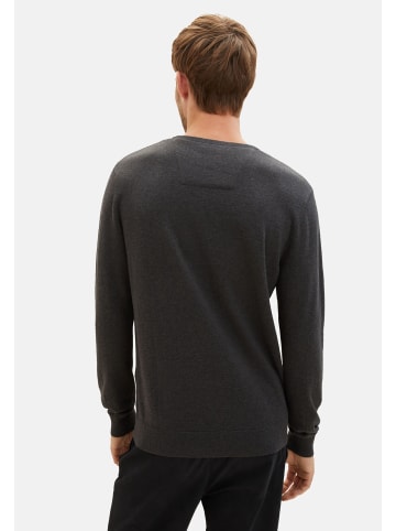 Tom Tailor Pullover 'Basic' in schwarz meliert