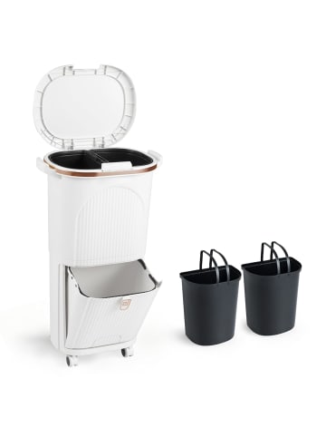 COSTWAY Mülleimer Küche 3 Fächer 2 x 12L & 14L in Weiß