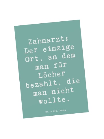 Mr. & Mrs. Panda Postkarte Spruch Zahnarzt Lochgebühr mit Spruch in Meeresbrise