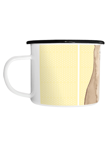 Mr. & Mrs. Panda XL Emaille Tasse Katze Sitzen ohne Spruch in Gelb Pastell