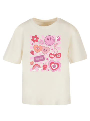 F4NT4STIC Ladies Everyday Tee Retro Valentinstag Herz Rainbow Fruits in Whitesand