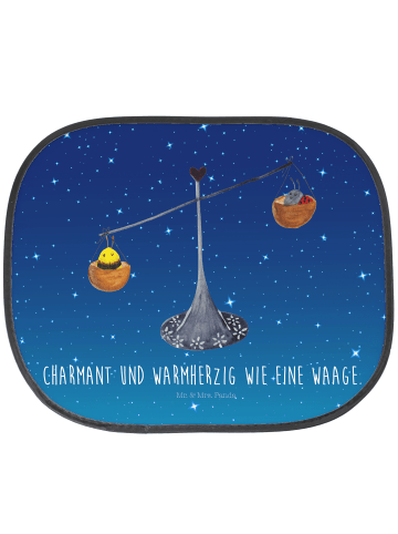 Mr. & Mrs. Panda Sonnenschutz Auto Sternzeichen Waage mit Spruch in Sternenhimmel Blau