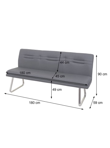 MCW Sitzbank H70 mit Rückenlehne, Creme-beige 180cm