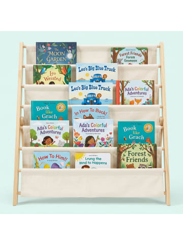 relaxdays Bücherregal Kinder in Weiß/ Natur - (B)75 x (H)80 x (T)30 cm