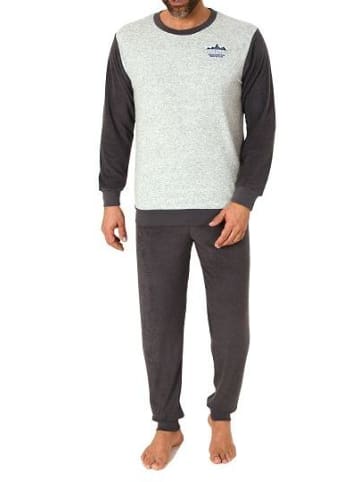 NORMANN langarm Frottee Pyjama Rundhalsschnitt & Bündchen - 82441 in dunkelgrau