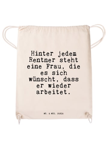 Mr. & Mrs. Panda Gym Bag Hinter jedem Rentner steht... mit Spruch in Creme