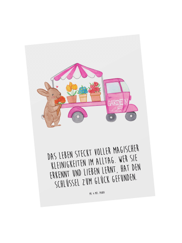 Mr. & Mrs. Panda Fotokarte Osterhase Blumenwagen mit Spruch in Weiß