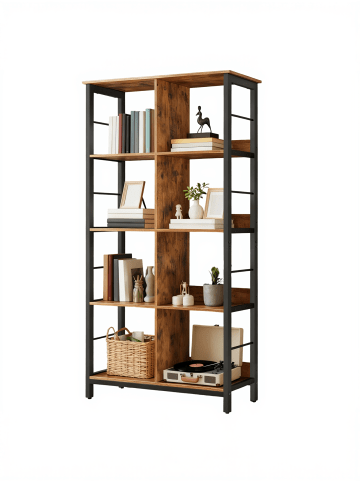 VASAGLE Bücherregal Barnet in Braun-Schwarz - (B)80 x (H)149 x (T)33 cm