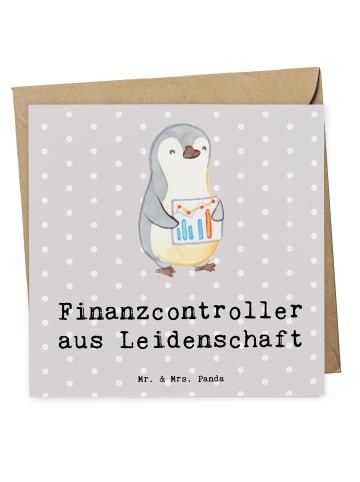 Mr. & Mrs. Panda Glückwunschkarte Finanzcontroller Leidenschaft ... in Grau Pastell