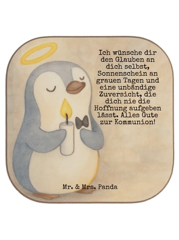 Mr. & Mrs. Panda Tischschoner Pinguin Kommunion Design mit Spruch in Weiß