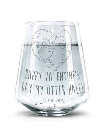 Mr. & Mrs. Panda Wasserglas Otter Valentine mit Spruch in Transparent
