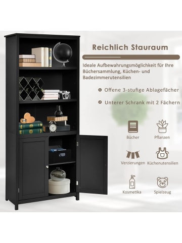 COSTWAY Bücherschrank 182cm in Schwarz