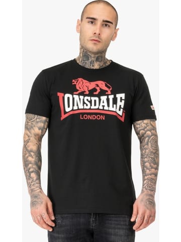 Lonsdale T-Shirt "Lion Two Tone Herren T-Shirt normale Passform" in Schwarz