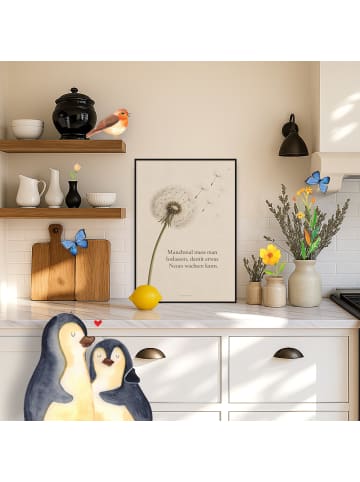 Mr. & Mrs. Panda Plakat Löwenzahn minimalistisch Design mit Spruch in Weiß