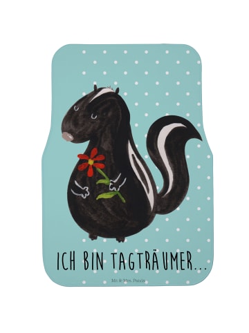 Mr. & Mrs. Panda Fahrer Autofußmatte Stinktier Blume mit Spruch in Türkis Pastell