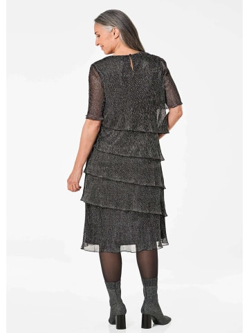 GOLDNER Plisseekleid Elegantes Abendkleid mit Glanz-Effekt in schwarz / silberfarben / gemustert