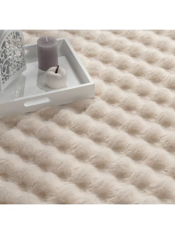 KADIMA DESIGN Hochflor Teppich Shaggy waschbar Unifarben Struktur Schlafzimmer in Creme