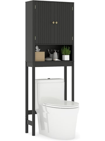 COSTWAY Toilettenschrank 60 x 23 x 168 cm in Schwarz