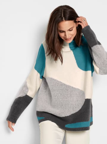 WITT WEIDEN Oversize-Pullover in champagner-aquapetrol-gemustert