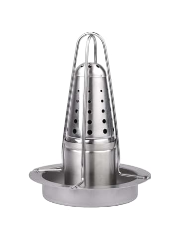relaxdays Hähnchenbräter in Silber - (H)23 x Ø 18 cm