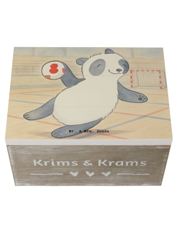 Mr. & Mrs. Panda Holzkiste Panda Handball spielen Design ohne Sp... in Weiß
