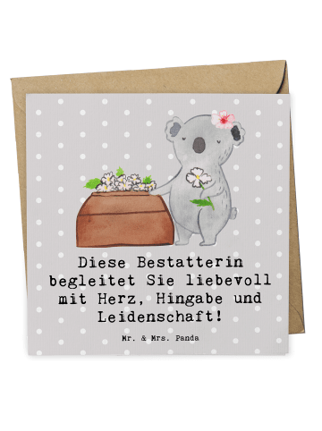 Mr. & Mrs. Panda Deluxe Karte Bestatterin Herz mit Spruch in Grau Pastell