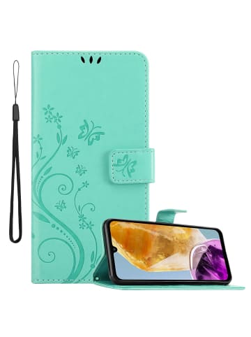 cadorabo Hülle für Samsung Galaxy M15 Blumen Design in Floral Türkis