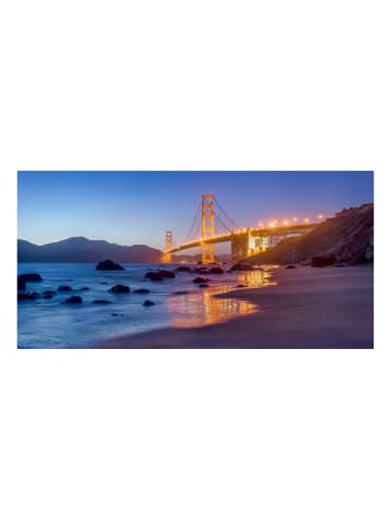 WALLART Leinwandbild - Golden Gate Bridge am Abend in Orange