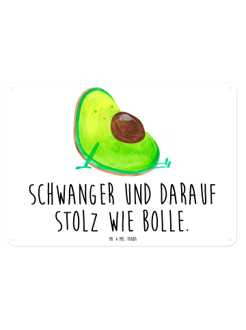 Mr. & Mrs. Panda Blechschild Avocado Schwangerschaft mit Spruch in Weiß
