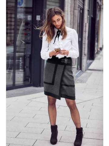 Aniston CASUAL Wickelrock in grau-schwarz-meliert