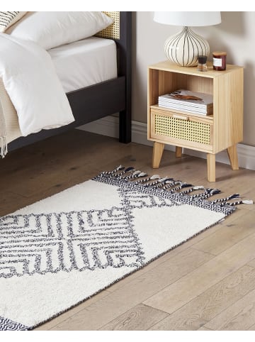 Beliani Kurzflor ERAY in Weiß/Schwarz - (W) 80 x (H) 1.2 x (L) 150 cm