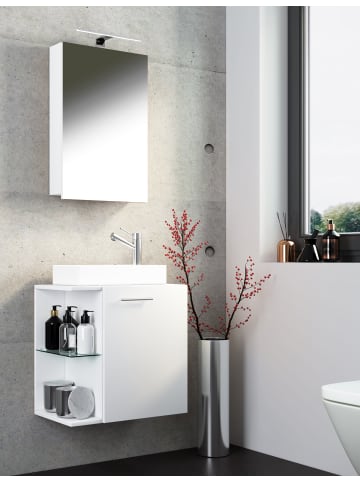VCM  3-tlg Gäste WC Waschplatz Waschtisch Hausa Schrank in Weiß