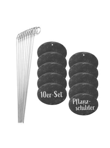 HOBERG Pflanzschilder Set Schiefer oval 20-tlg. 40cm anthrazit/grau  grau