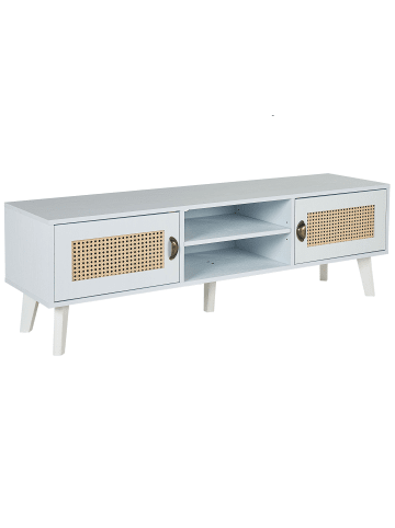 Beliani TV-Möbel PARTON in Weiß/Beige - (W) 140 x (H) 45 x (L) 39 cm