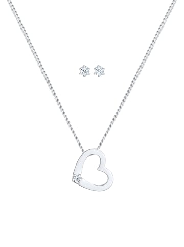 Elli DIAMONDS  Schmuckset 925 Sterling Silber Herz in Silber